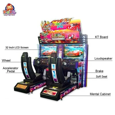 Double Player Steering Wheel Arcade Racing Game Machine (4)